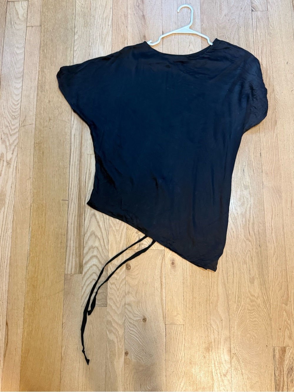 Ann Demeulemeester Black Asymmetric Silk Top